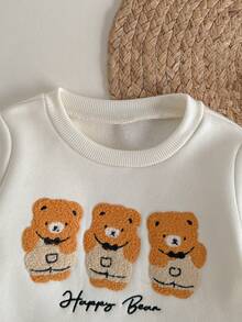 Loomiva 2件套女婴字母印花柔软针织圆领长袖运动衫和松紧腰裤套装 - 彩色 - 查看 4