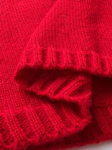 Elenzga Women's Elegant Fashion Off-Shoulder Bow Tie Slit Side Long Sleeve Plus Size Sweater Pullover, Suitable For Date Night, Christmas, Wedding Guest - Red - View 7