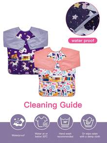 1/2pcs Kids Art Smocks Dinosaur Painting Apron For Children Waterproof Artist Smock With Long Sleeve And 3 Pockets For Age 3-8 Years - Multicolor - View 7