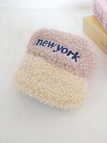 PETSIN 1pc宠物帽子猫狗通用秋冬加厚保暖棒球帽四色可选刺绣纽约露耳帽带可调节抽绳