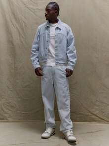 Musero Boxy Button Up Paneled Denim Jacket Spring Summer Holiday Vacation - Light Wash - View 5