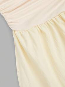 Sweetra 女士不对称下摆无袖A字连衣裙，法式优雅风格，适合初秋 - 杏色 - 查看 5