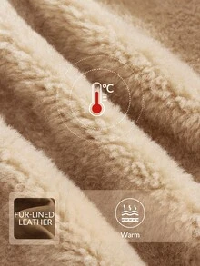 Anewsta Áo khoác ngắn tay dài cổ ve lật dành cho nữ, áo khoác đi xe máy thường ngày, mùa thu/đông - Màu Khaki - Xem 4