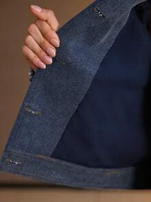 MOTF PREMIUM WOMEN'S SEQUIN PATCHWORK LONG SLEEVE DENIM JACKET, AUTUMN/WINTER - Blue - View 8