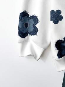 EMERY ROSE 返校季、教师节、万圣节、圣诞节休闲印花宽松圆领大码女式卫衣，适合秋冬季穿着 - 彩色 - 查看 3
