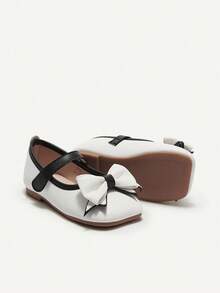 Cozy Pixies 1 Pair Girls' Cute & Fashionable Oversized Bow Mary Jane Shoes, Ideal For Stage, Wedding, Party, Daily Wear, Princess/Preppy Style, Flat Baby Shoes - White - View 10