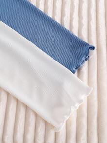 4pcs/Set Teen GirlPink & Blue Long Sleeve Pajama Set Long Sleeve Pajama Sets For Teen Girls Girl S Pajama Sets - Multicolor - View 3