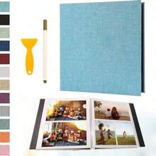 1pc Self-Adhesive Scrapbook Album With Magnetic Pages, 4x6, 5x7, 8x10 Photo Album, Drawing Book With Metal Pen, Suitable For Gift, Family, Wedding, 11x10.6 Inches, 40 Pages, White Gifts Birthday Graduation - Multicolor - View 18