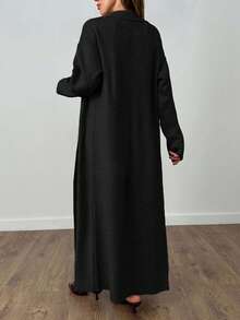 EURMUSE Woman Long Cardigan And Midi Skirt Two Pieces Set Co-Ords - Black - View 2