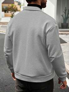 Manfinity CasualCool Áo khoác nam trơn màu thường ngày có khóa kéo, vai trễ, phong cách mùa thu/đông, giải trí hàng ngày, chuyến đi cuối tuần, hoạt động ngoài trời, thám hiểm du lịch, môi trường làm việc thoải mái hoặc những dịp bán trang trọng, quà tặng bạn trai/chồng, quà kỷ niệm, giáng sinh - Màu Xám nhạt - Xem 2