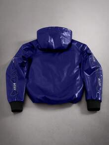 PAVTROS Men's Street Style Autumn PU Zipper Long Sleeve Jacket Hooded Jacket Graphic Jackets Zip Up Cool Jacket Skeleton Jacket Zip Up Jacket - Blue - View 2