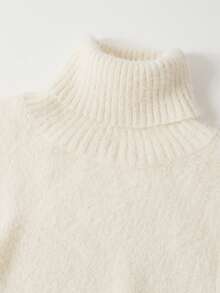 Franclia 女士秋冬高领长袖蓬蓬针织毛衣裙，法式优雅毛茸茸宽松休闲针织毛衣，女士圣诞装，冬装，女士秋装，优雅白裙，女士优雅装，婚礼活动礼服 - 白色 - 查看 5