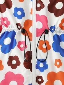 Áo khoác nỉ có mũ in hoa nhiều màu sắc cho bé gái, lót lông màu nâu, dễ thương, thoải mái, phù hợp cho mùa thu đông, ấm áp và thoải mái - Nhiều màu - Xem 4