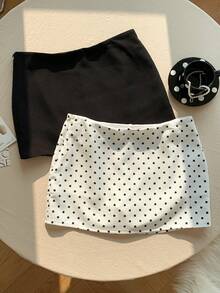 Comfortcana 女式纯色圆点印花 A 字裙