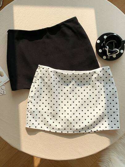 Comfortcana 女式纯色圆点印花 A 字裙