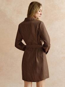 Écloséra 女式长袖复古中长连衣裙，有领和收腰设计，秋季 - 彩色 - 查看 2