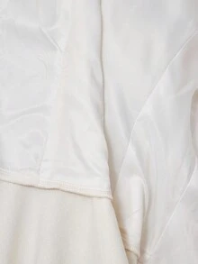 SHEIN ICON Women's White Umbrella Pleated Waist Fitted Sexy Long Sleeve Wool Blend Mini Dress, Elegant Office Wear, Autumn/Winter - White - View 9