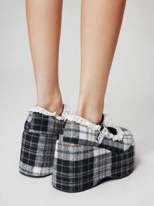 ROMWE Kawaii 女式 Y2K 朋克哥特式系带蓬松厚底踝靴和短靴 - 彩色 - 查看 5