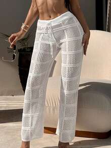 Swim Lushoire 1 Miếng Xu hướng: Cắt giảm Eo dây rút Che quần - trắng - Xem 3