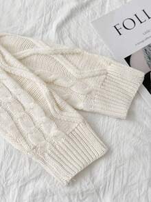 SHEIN 少女针织菱形麻花针织套头衫和黑色百褶裙套装，休闲日常装，秋冬