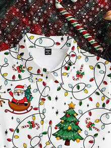 Daypath Men's Casual Christmas Element Pattern Long Sleeve Shirt, Suitable For Autumn/Winter, Gift For Boyfriend/Husband - White - View 3