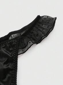 ROMWE Plus Size Gothic Ruffled Babydoll Sexy Lingerie Set - Black - View 4