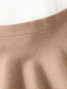 SHEIN Dziewczęca sukienka sweterkowa w jednolitym kolorze - Kolor khaki - Zobacz 3