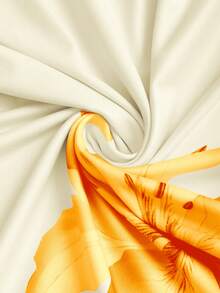 Sweetra 2件套女士优雅派对纯色美人鱼裙和花卉印花裙套装 - 淡黃色 - 查看 4