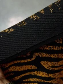 NEON BLANC 男士时尚斑马纹短款毛衣，秋冬款，情侣装，长袖上衣 - 黑色 - 查看 8