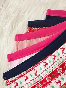 Set de 5 bragas de bikini suaves con lindo estampado de árbol de Navidad, dando una sensación festiva - Multicolor - Ver 6
