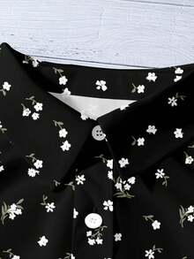 EMERY ROSE Collared Puff Sleeve Long Blouse For Women Featuring Woven Fabric And Multicolor Design Ditsy Floral Top Floral Blouse Women Puff Sleeve Blouse,Teacher Shirts Chic Blouses For Women - Multicolor - View 4