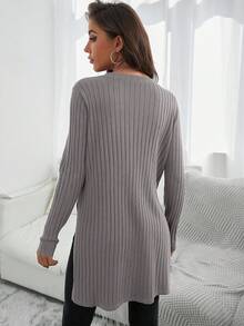 EURMUSE Women's Casual Front Short Back Long Split Hem Pullover Sweater,Jumper,Cream Jumper,Jumpers,Christmas Jumper,White Jumper,Black Jumper,Ladies Jumper,Women's Jumpers - Mocha Brown - View 2