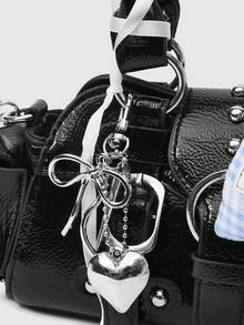 ROMWE Grunge Punk Y2K Glossy Flip Top Handbag - Black - View 3