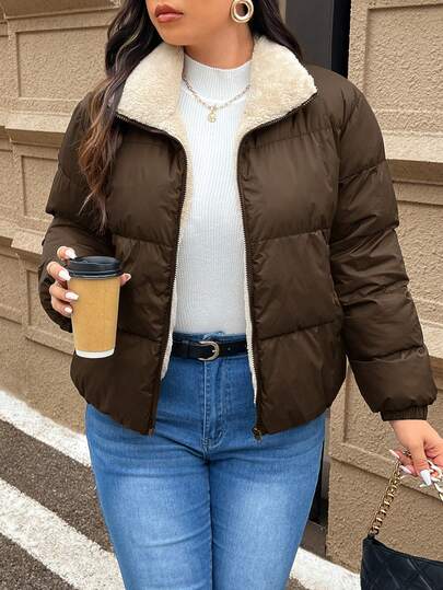 SHEIN Frenchy 大码女式棉质短外套