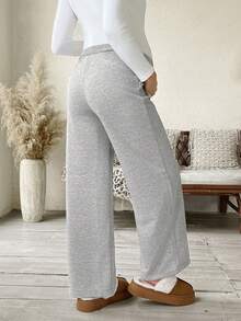 SHEIN 孕妇休闲印花运动裤 - 灰色 - 查看 2