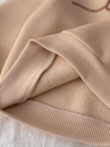 Loomiva 2pcs Baby Girl Letter Print Soft Knit Crew Neck Long Sleeve Sweatshirt And Elastic Waist Pants Set - Khaki - View 8