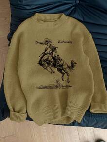 Easelle 绿色印花休闲长袖毛衣，女士套头衫，女士牛仔上衣，女士西部服饰 - 綠色 - 查看 1