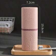 1支/2支装便携式旅行牙刷盒，带漱口杯 - 方便的刷牙杯和漱口牙刷筒，浴室必备品，旅行居家浴室装饰，秋季装饰，返校季装饰