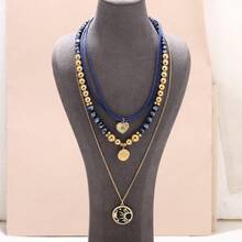 Glisma 3件套18K镀金时尚优雅波西米亚风多层星月吊坠项链 - 彩色 - 查看 8