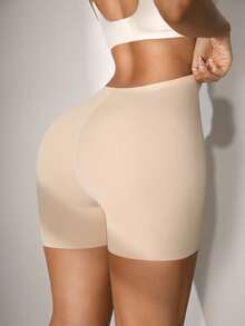 Women's Seamless Apricot Boyshorts Underwear - Casual Comfy Medium Stretch Fabric Plain Design - Apricot - View 6
