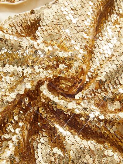 ROMWE Avant Top de fiesta con volantes y cintura fruncida con lentejuelas para mujer