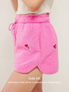 LUVLETTE 冬季基础款柔软保暖女士睡衣家居服粉色樱桃刺绣短款圣诞新年睡衣款式 2025