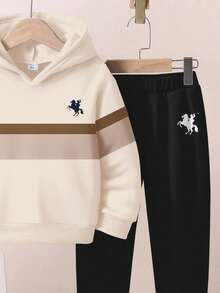 Set de 2 sudaderas con capucha de ajuste holgado y casual para niños, adecuadas para otoño/invierno - Multicolor - Ver 5