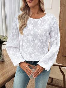 EMERY ROSE Camisa con botones y estampado de silueta para mujer, otoño - Blanco - Ver 7