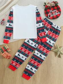 Bộ đồ ngủ 2 món gồm áo dài tay ôm sát và quần legging theo chủ đề Giáng sinh dành cho bé gái - Nhiều màu - Xem 2