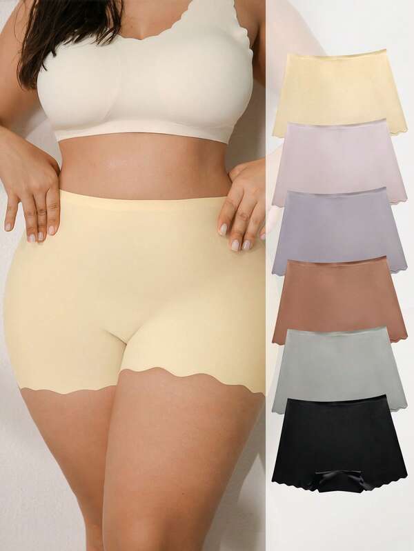 NudeFit 6pcs/Set Plus Size Seamless Wavy Hem Invisible Adhesive Briefs, Comfortable & Minimalist Design