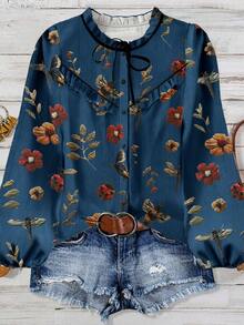 Linhara Cămașă elegantă de vară, mărime mare, cu imprimeu floral - Multicolor - Vizualizare 1