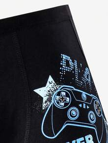 5 件装趣味电子游戏印花棉质平角内裤，适合小男孩，舒适内衣 - 彩色 - 查看 7