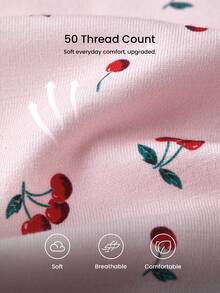 LUVLETTE Bộ 3 quần lót nữ cạp trung bằng cotton mềm mại kiểu quần đùi - Màu anh đào, thích hợp cho Giáng sinh và Năm mới. - Nhiều màu - Xem 7