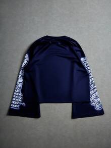 PAVTROS Men's Street Style Long Sleeve T-Shirt With Digital Printing Of Angel Blowing Bubble Gum Pattern - Blue - View 2